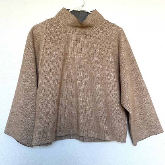 Madewell mini brown and cream chevron print mock neck sweater tunic size small - Picture 1 of 10